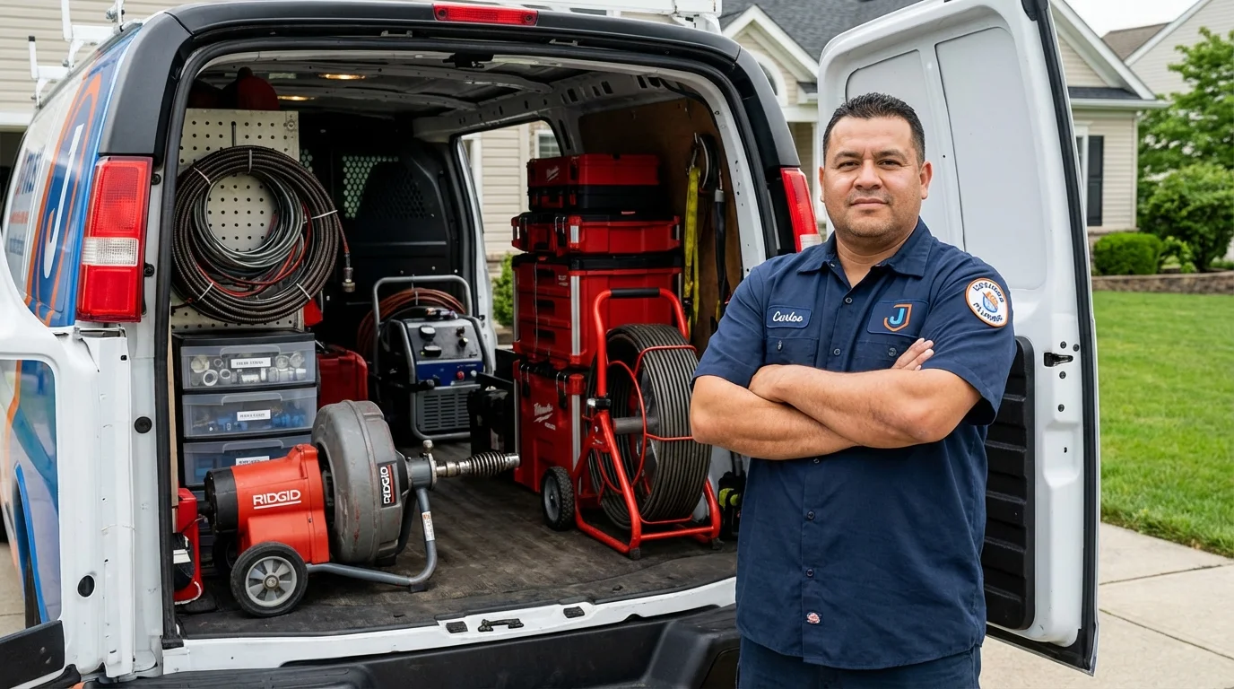 Professional drain cleaning equipment and Johns Plumbing LLC plumber in Redfield