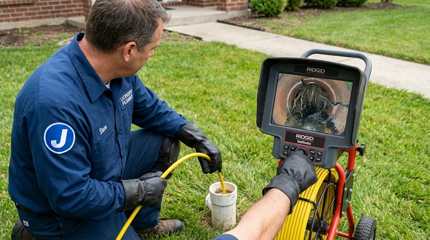 Sewer camera inspection being performed by Johns Plumbing LLC in Redfield